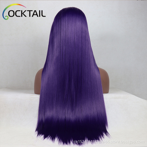 High temperature fiber purple green blue colour synthetic wig